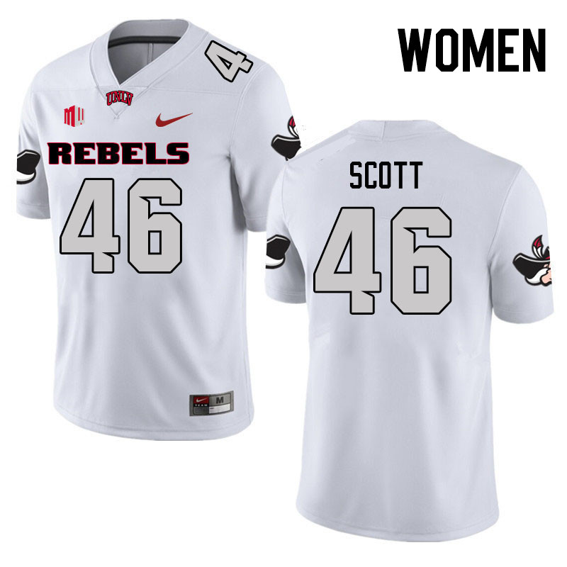 Women #46 Brennon Scott UNLV Rebels College Football Jerseys Stitched Sale-White - Click Image to Close